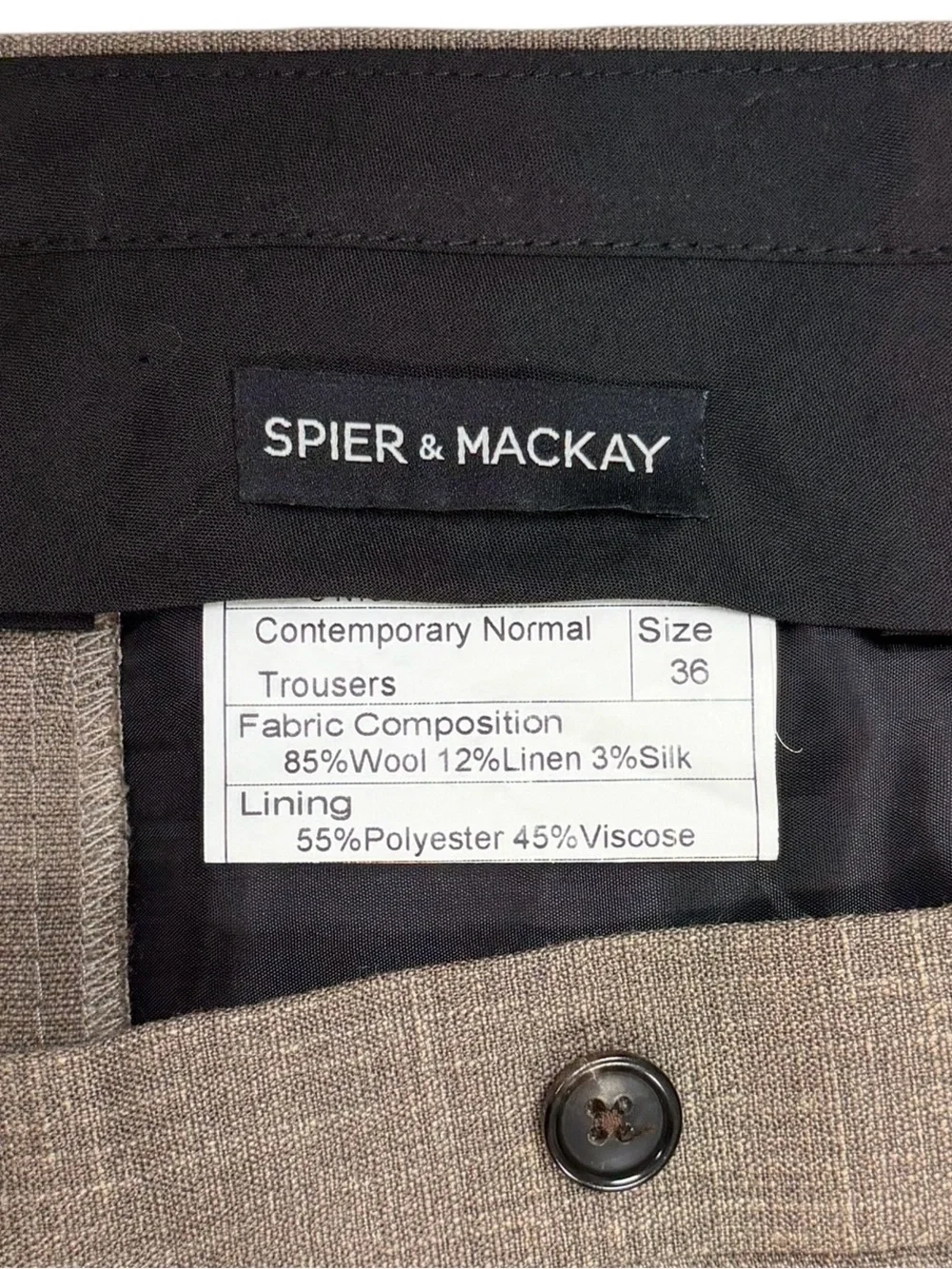 Spier & Mackay Pants Mens 36 Brown Ellis Trousers Wool Linen Silk Contemporary